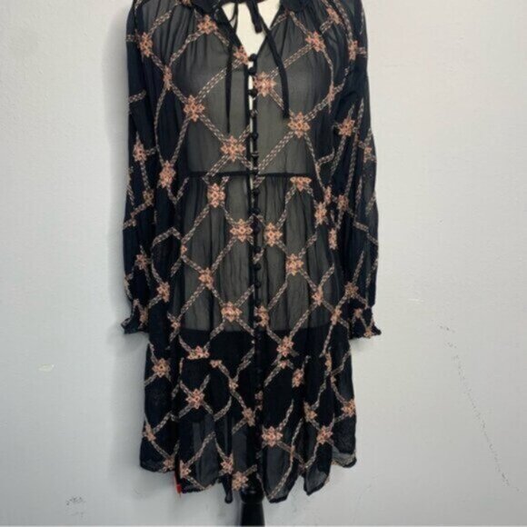 NWT Johnny Was Jackie Mini Long Sleeve Sheer Dress - Picture 9 of 16